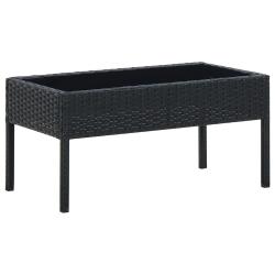Table de jardin Noir 75x40x37 cm R&eacute;sine tress&eacute;e