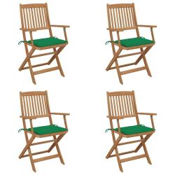 Chaises pliables de jardin lot de 4 avec coussins Bois d'acacia