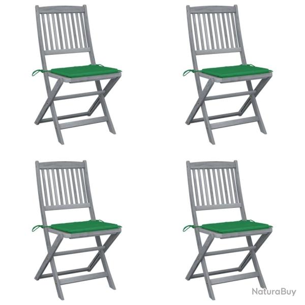 Chaises pliables d'ext�rieur lot de 4 et coussins Bois d'acacia
