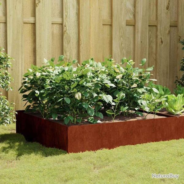 Lit sur�lev� de jardin 100x100x41 cm acier corten