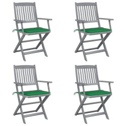 Chaises pliables d'ext&eacute;rieur lot de 4 et coussins Bois d'acacia