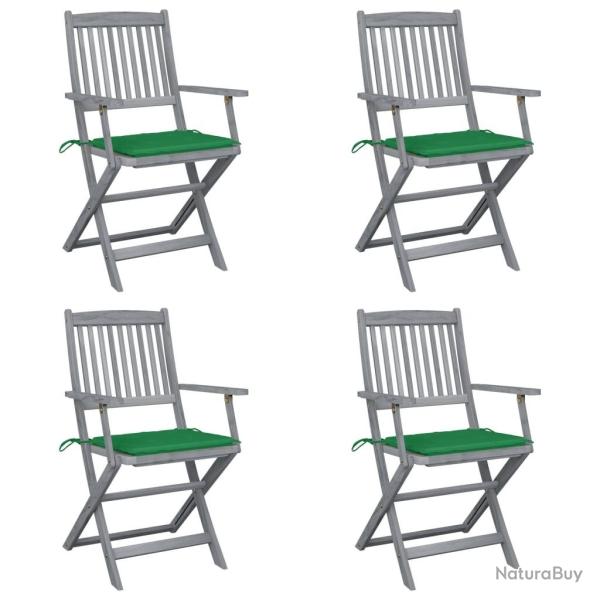 Chaises pliables d'ext�rieur lot de 4 et coussins Bois d'acacia