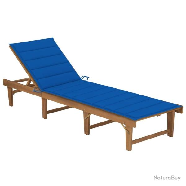 Chaise longue pliable avec coussin Bois d'acacia solide