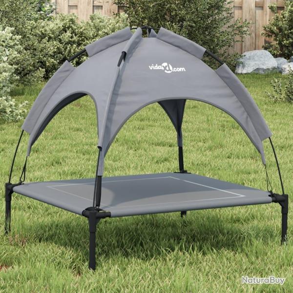Lit pour chien avec auvent anthracite tissu Oxford et acier