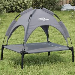 Lit pour chien avec auvent anthracite tissu Oxford et acier