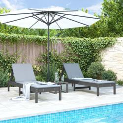 Chaises longues lot de 2 gris 199,5x60x74 cm bois massif de pin