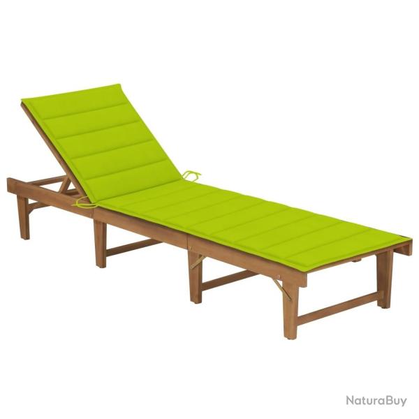 Chaise longue pliable avec coussin Bois d'acacia solide
