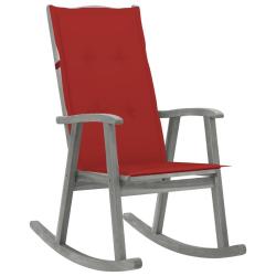 Chaise &agrave; bascule avec coussins Gris Bois d'acacia massif