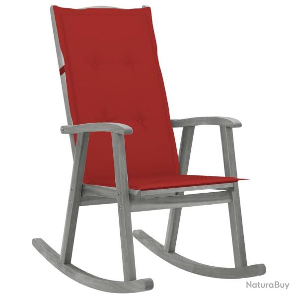 Chaise � bascule avec coussins Gris Bois d'acacia massif
