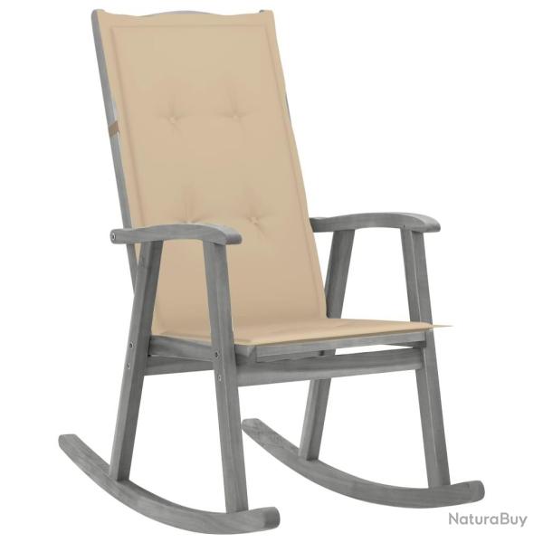 Chaise � bascule avec coussins Gris Bois d'acacia massif