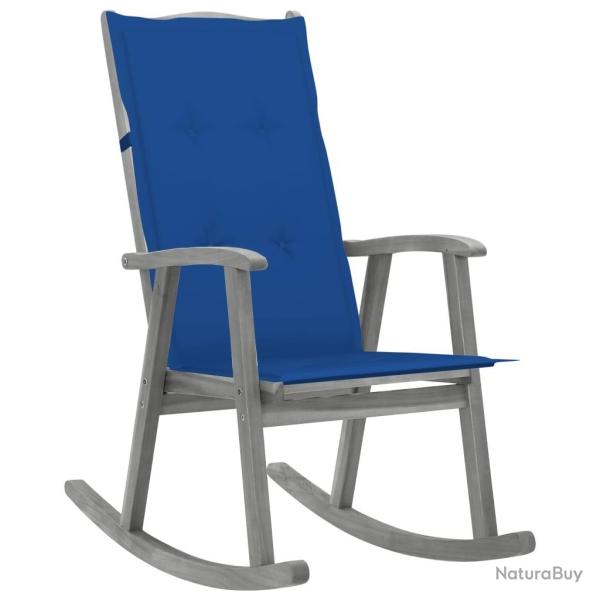 Chaise � bascule avec coussins Gris Bois d'acacia massif