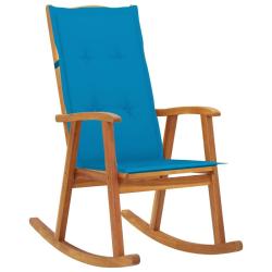 Chaise &agrave; bascule avec coussins Bois d'acacia massif