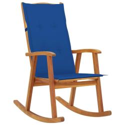 Chaise &agrave; bascule avec coussins Bois d'acacia massif