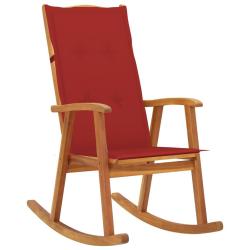 Chaise &agrave; bascule avec coussins Bois d'acacia massif