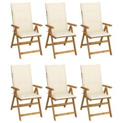 Chaises pliables de jardin lot de 6 avec coussins Bois d'acacia