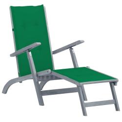 Chaise longue d'ext&eacute;rieur repose-pied et coussin Acacia solide