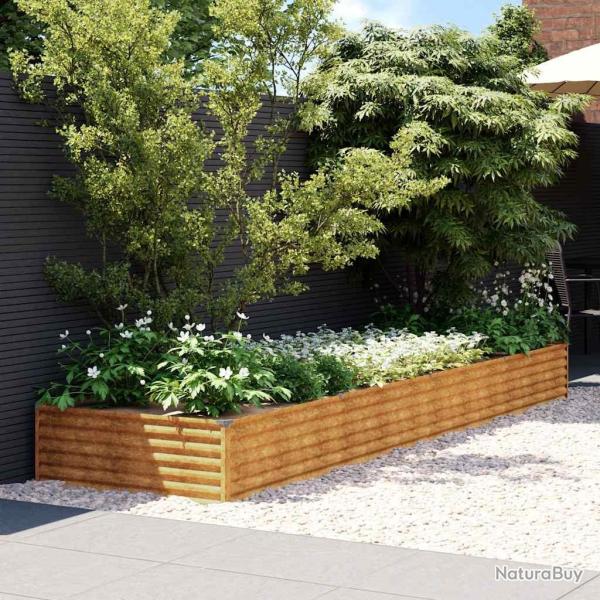 Lit sur�lev� de jardin 387x100x36 cm acier corten