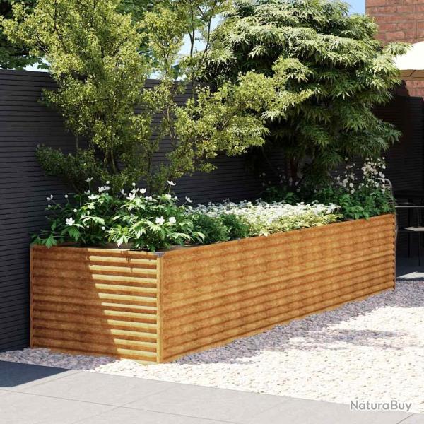 Lit sur�lev� de jardin 386x100x69 cm acier corten