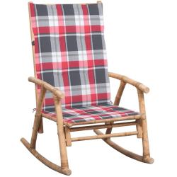 Chaise &agrave; bascule avec coussin Bambou