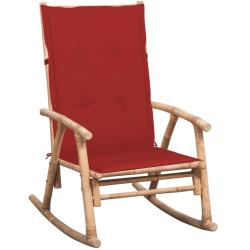 Chaise &agrave; bascule avec coussin Bambou