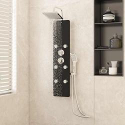 Panneau de douche Verre 25x47,5x130 cm Noir