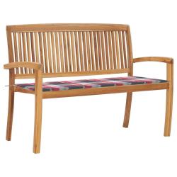 Banc de jardin empilable et coussin 128,5cm Bois de teck massif