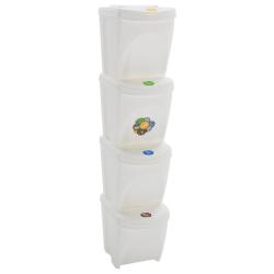 Poubelles &agrave; ordures empilables 4 pcs Blanc 100 L Polypropyl&egrave;ne