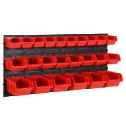 Ensemble d'&eacute;tag&egrave;res d'atelier 26 pcs Rouge et noir 77x39 cm PP