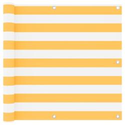 &Eacute;cran de balcon Blanc et jaune 90x400 cm Tissu Oxford
