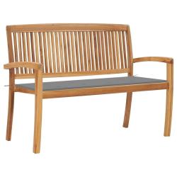 Banc de jardin empilable et coussin 128,5cm Bois de teck massif