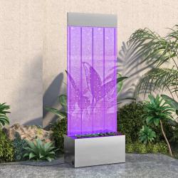Colonne &agrave; bulles avec LED RVB Inox et acrylique 110 cm