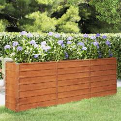 Lit sur&eacute;lev&eacute; de jardin rouill&eacute; 240x40x77 cm acier corten