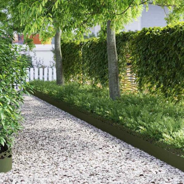 Bordures de pelouse 20 pcs Vert olive 103 x 0,05 x 22 cm Acier
