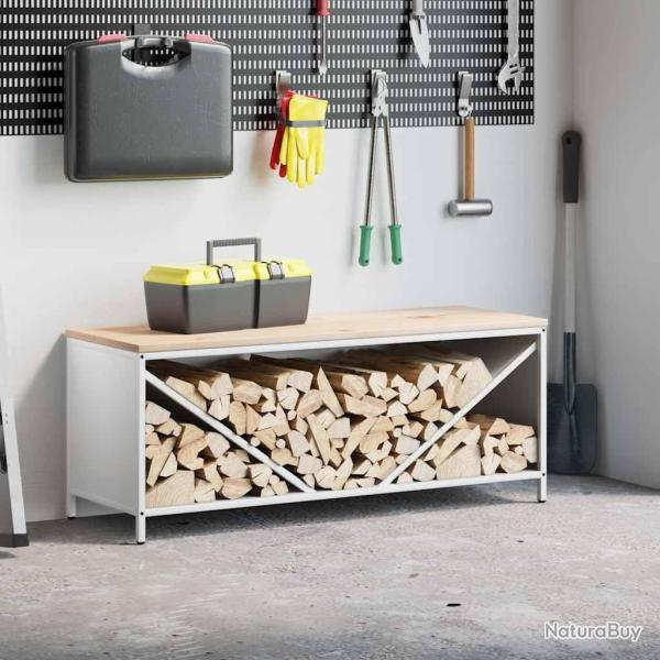�tag�re � bois de chauffage avec plateau en bois blanc