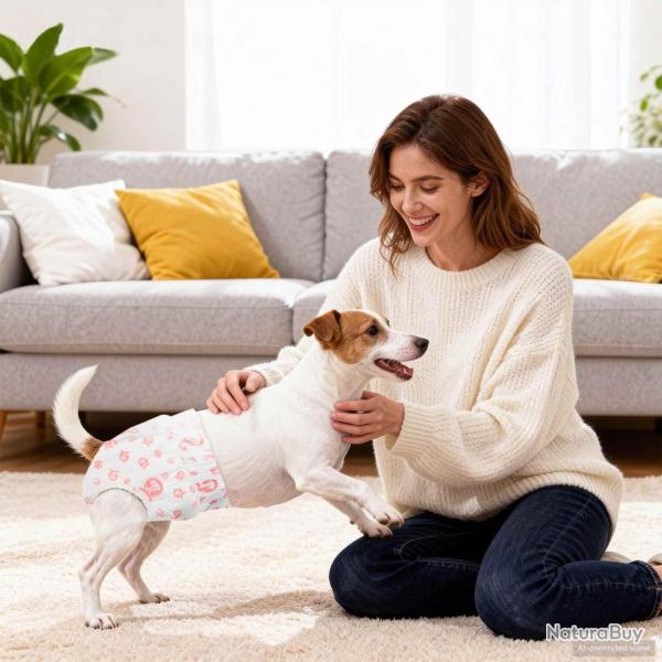 Couche jetable pour chienne 30 pcs Blanc S