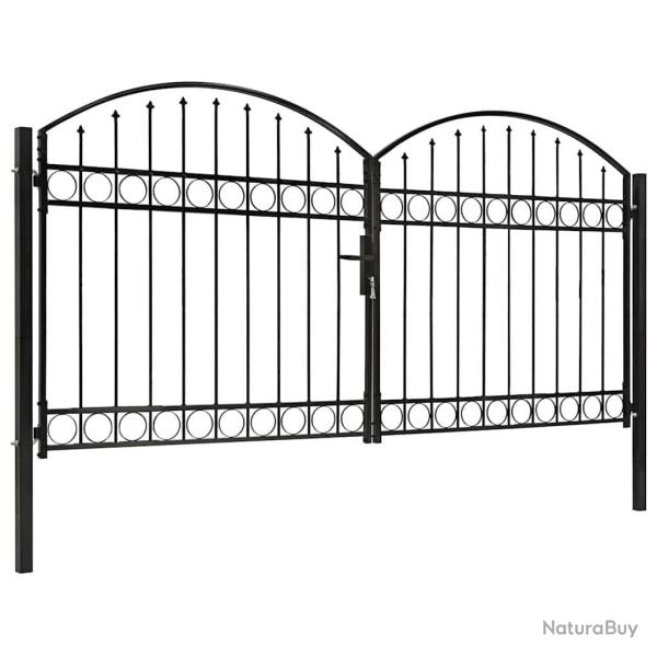 Portail de cl�ture Assen � double porte avec arc en acier 300 x 125 cm