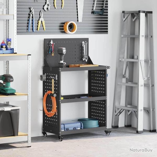 Chariot � outils Noir 65 x 35 x 111 cm Acier lamin� � froid