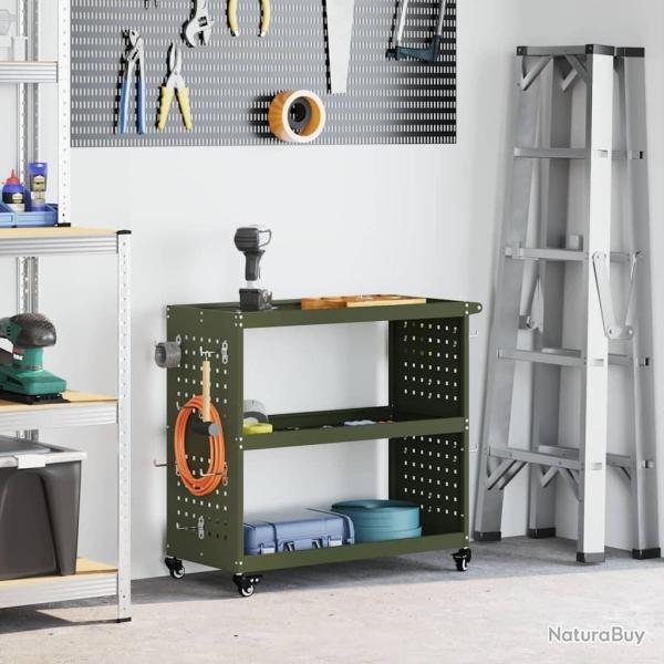 Chariot � outils avec �tag�re Vert olive 75 x 35 x 73 cm