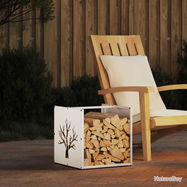 Portant de bois chauffage blanc 40x40x40 cm
