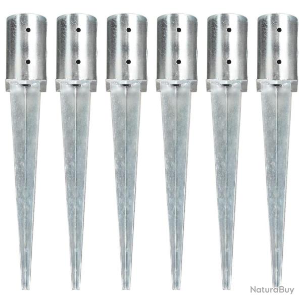 Piquets au sol 6 pcs Argent� 8x61 cm Acier galvanis�