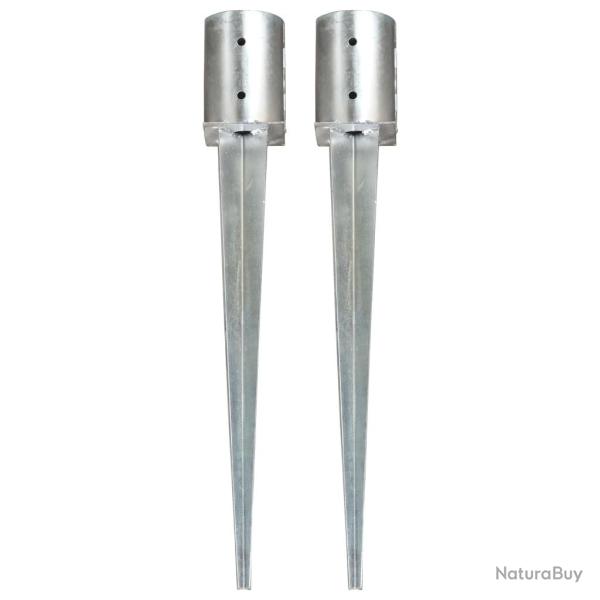 Piquets au sol 2 pcs Argent� 10x76 cm Acier galvanis�