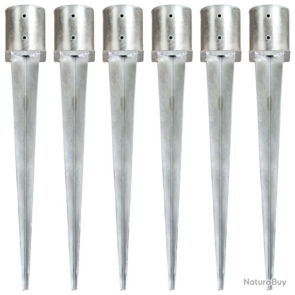 Piquets au sol 6 pcs Argent� 12x91 cm Acier galvanis�