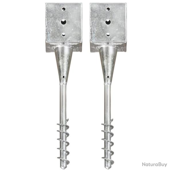 Piquets au sol 2 pcs Argent� 12x12x56 cm Acier galvanis�