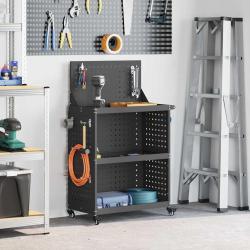 Chariot &agrave; outils Noir 65 x 35 x 111 cm Acier lamin&eacute; &agrave; froid