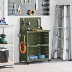 Chariot &agrave; outils avec &eacute;tag&egrave;re Vert olive 65 x 35 x 111 cm
