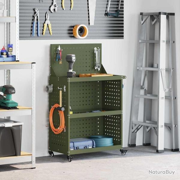 Chariot � outils avec �tag�re Vert olive 65 x 35 x 111 cm