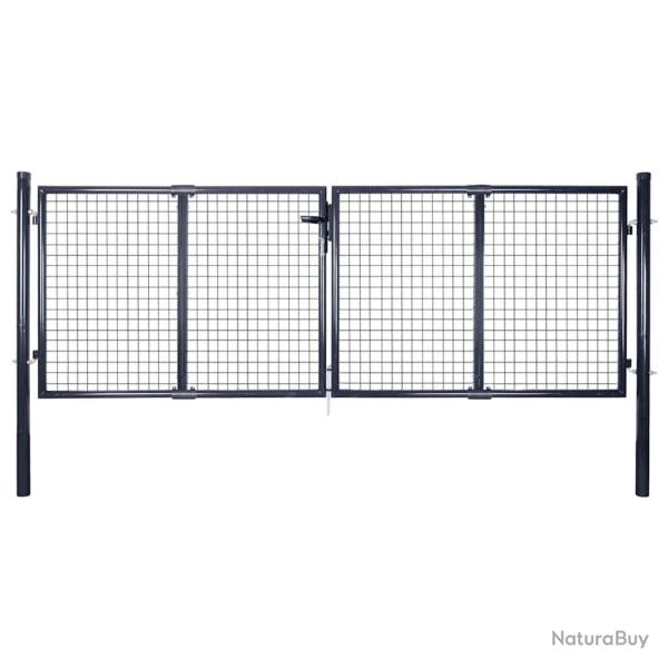 Portail de jardin grillag� en acier galvanis� 300 x 75 cm gris