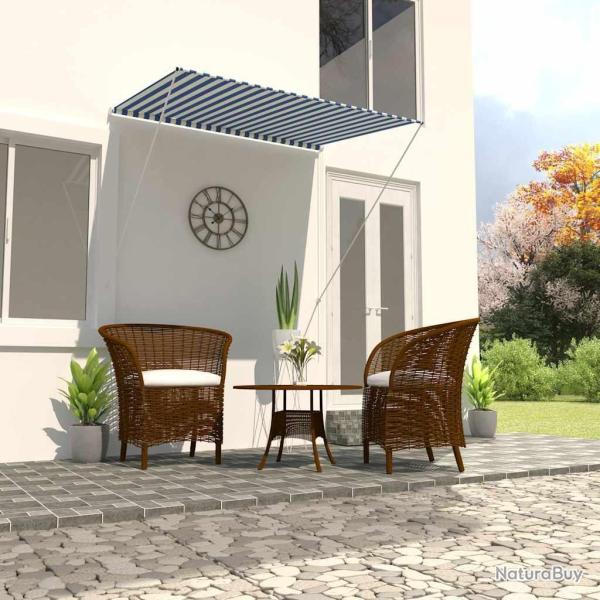 Auvent r�tractable 150x150 cm Bleu et blanc