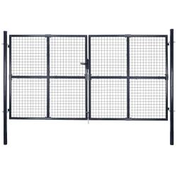 Portail de jardin grillag&eacute; en acier galvanis&eacute; gris 300 x 150 cm