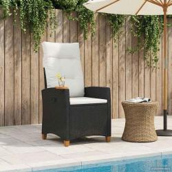 Chaise inclinable avec plateau &agrave; th&eacute; 62 x 64 x 112 cm polyrotin